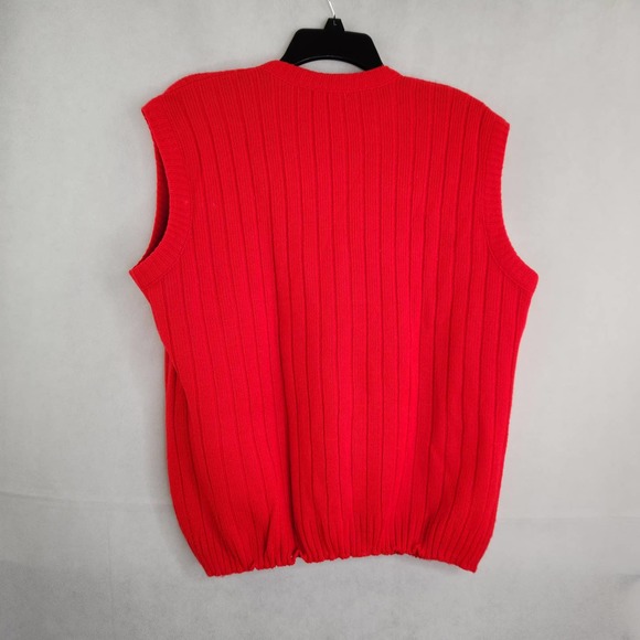 Vintage Sweater Vest Dotty Mann of Cleveland Red Button Up Knit Orlon Acrylic - Picture 7 of 12